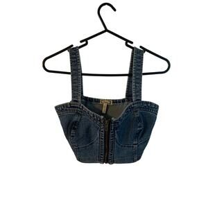 Kirra Denim Bustier Crop Top Coachella Festival Corset Cowgirl Womens SZ M